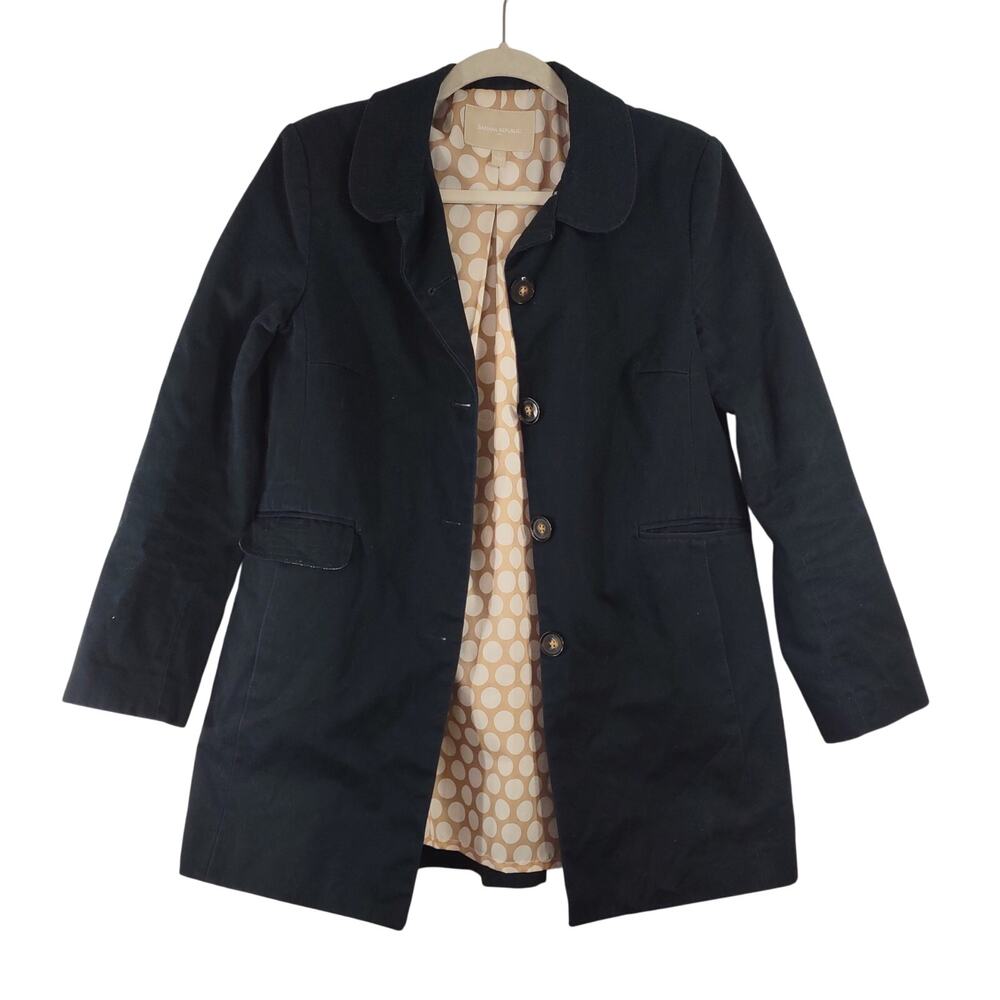 Banana Republic Cotton Pea Coat, Navy, Size Small